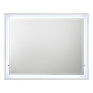 Bowery Hill Wall Mirror with LED in White and Silver High Gloss