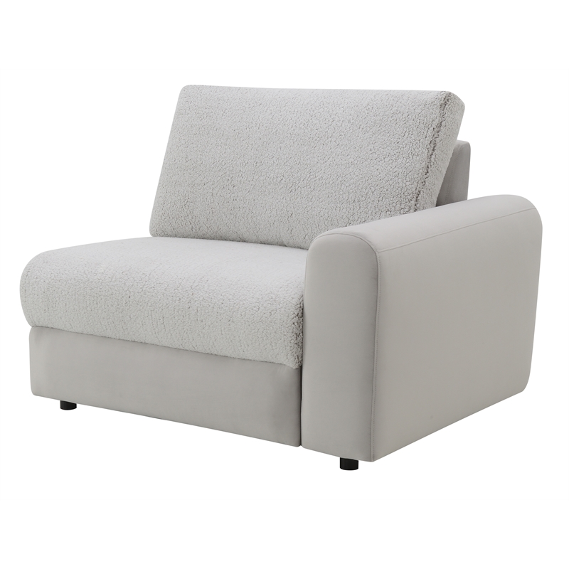 Bowery Hill Modular Right-Facing Power Recliner in Gray Sherpa and Velvet