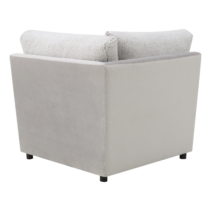 Bowery Hill Modular Wedge Sectional Piece in Gray Sherpa and Velvet