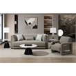 Bowery Hill Chenille Upholstered Sofa with 3 Pillows in Gray