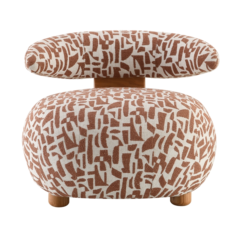Bowery Hill Upholstered Accent Chair in Brown Pattern Fabric