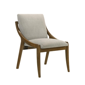 Bowery Hill Side Chair Set of 2 in Gray Chenille and Vintage Oak