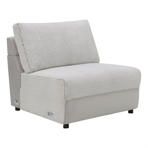 Bowery Hill Upholstered Modular Armless Chair in Gray Sherpa and Velvet