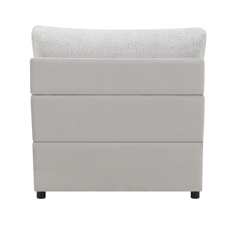 Bowery Hill Modular Power Armless Recliner in Gray Sherpa and Velvet