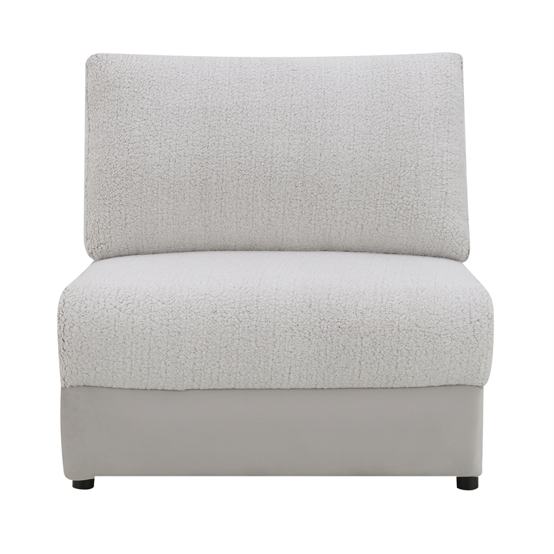 Bowery Hill Modular Power Armless Recliner in Gray Sherpa and Velvet