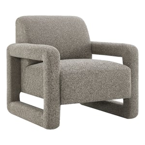 Bowery Hill Accent Chair with Floor-Length Arms in Gray Chenille