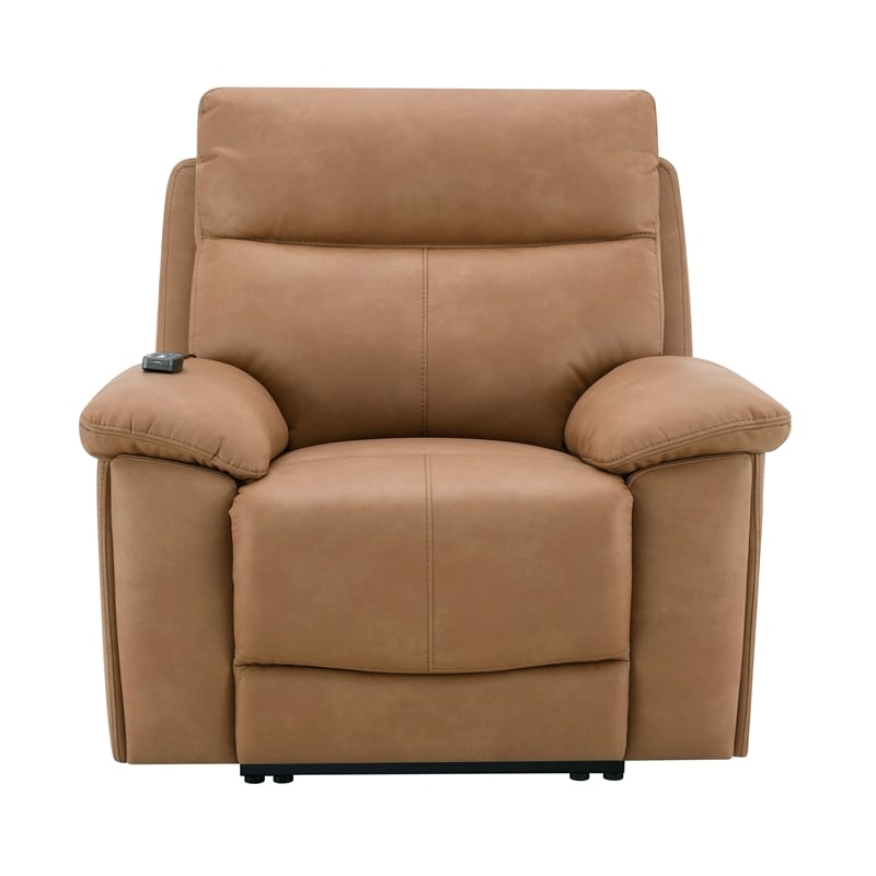 Bowery Hill Power Recliner with USB and Power Headrest in Brown Leather