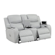 Bowery Hill Power Motion Loveseat in Light Gray Synthetic Leather