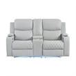 Bowery Hill Power Motion Loveseat in Light Gray Synthetic Leather