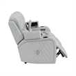 Bowery Hill Power Motion Loveseat in Light Gray Synthetic Leather