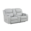 Bowery Hill Power Motion Loveseat in Light Gray Synthetic Leather