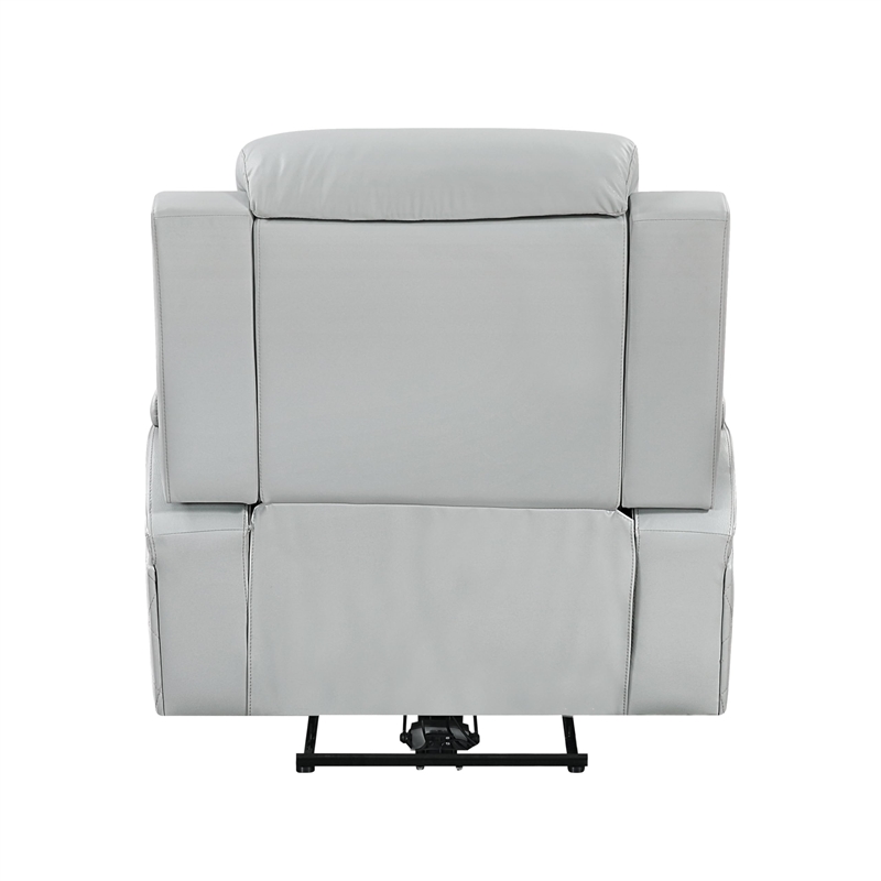 Bowery Hill Power Motion Recliner in Light Gray Synthetic Leather