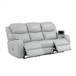 Bowery Hill Power Motion Sofa in Light Gray Synthetic Leather