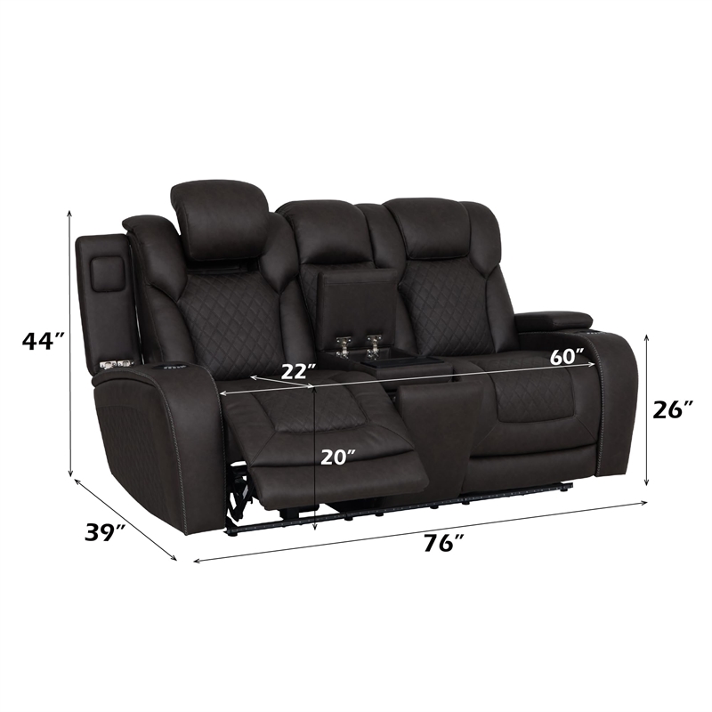 Bowery Hill Power Motion Reclining Loveseat in Dark Gray Microfiber