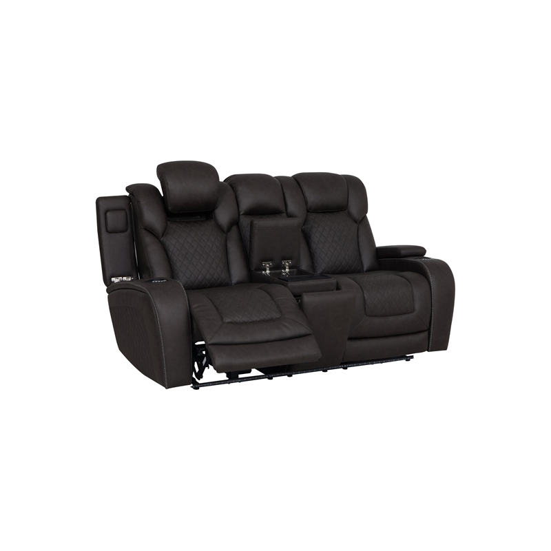 Bowery Hill Power Motion Reclining Loveseat in Dark Gray Microfiber
