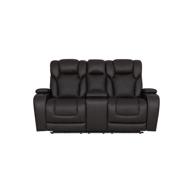 Bowery Hill Power Motion Reclining Loveseat in Dark Gray Microfiber