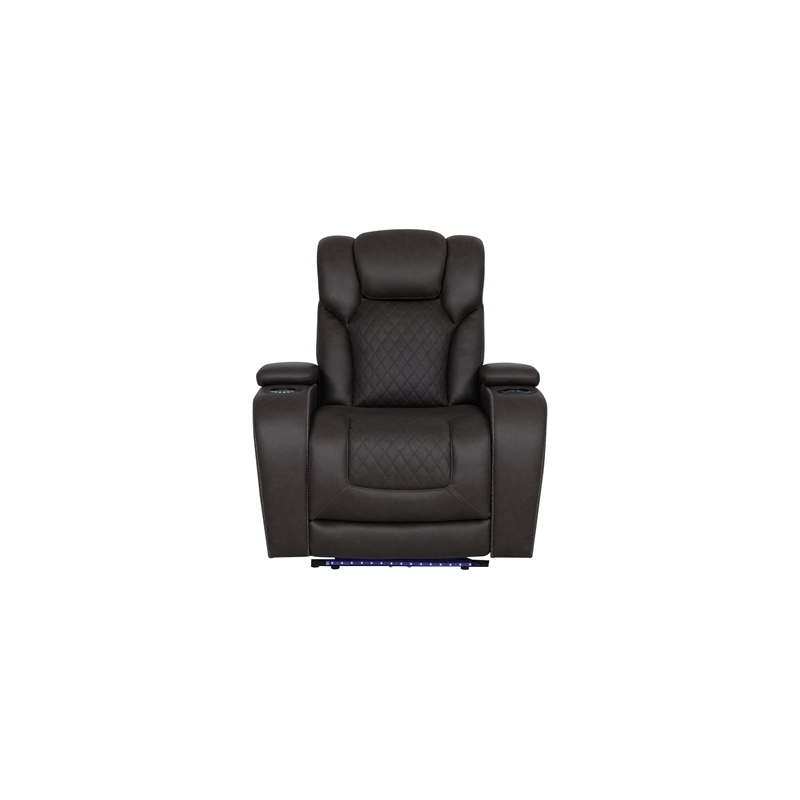 Bowery Hill Quilted Power Motion Recliner in Dark Gray Microfiber