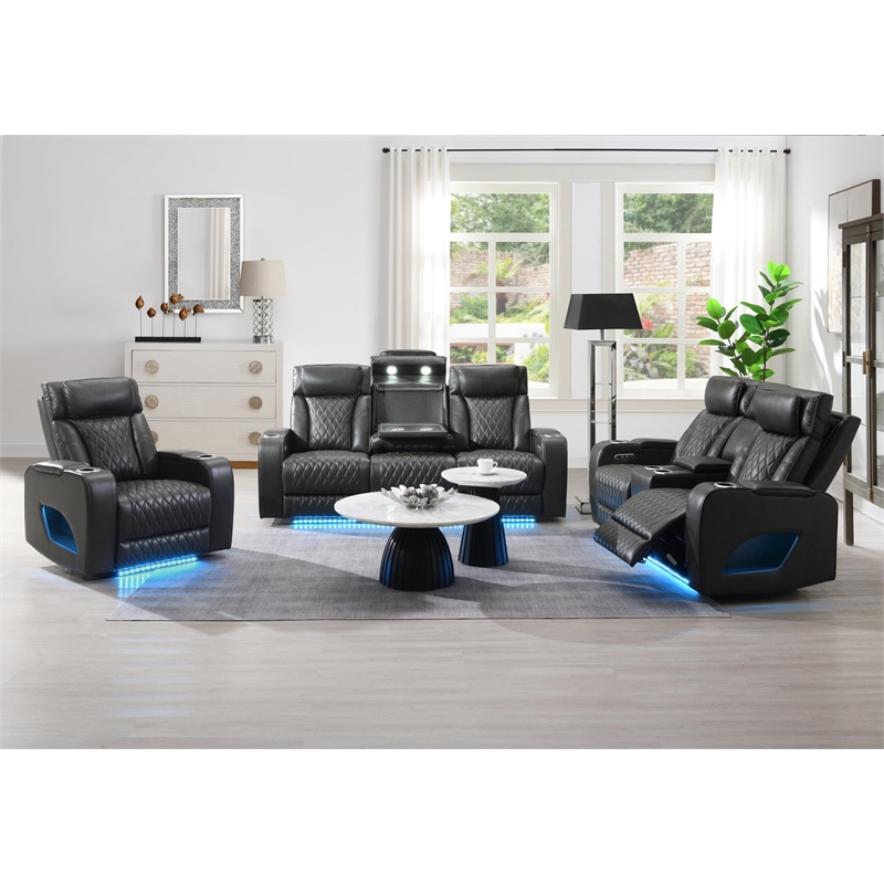 Bowery Hill Power Motion Recliner in Dark Gray Synthetic Leather