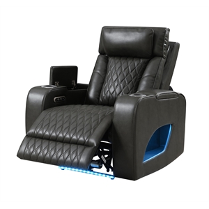 bowery hill power motion recliner in dark gray synthetic leather