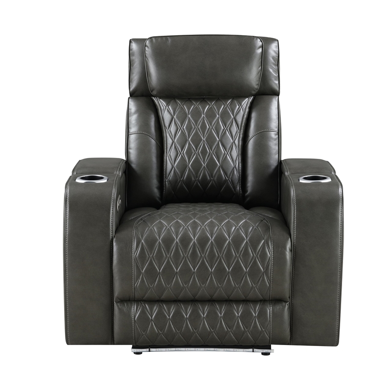 Bowery Hill Power Motion Recliner in Dark Gray Synthetic Leather