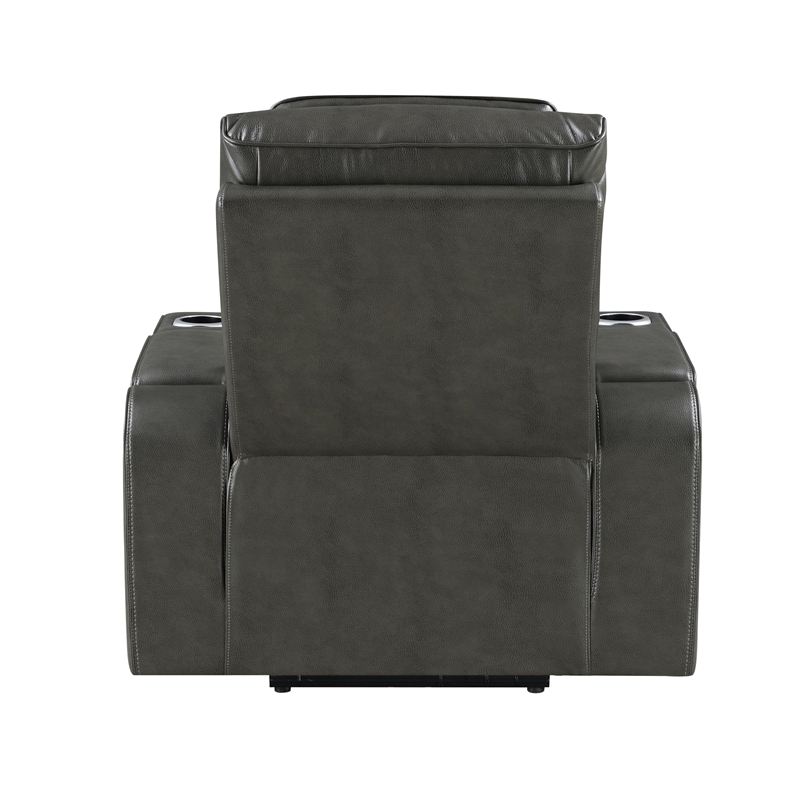 Bowery Hill Power Motion Recliner in Dark Gray Synthetic Leather