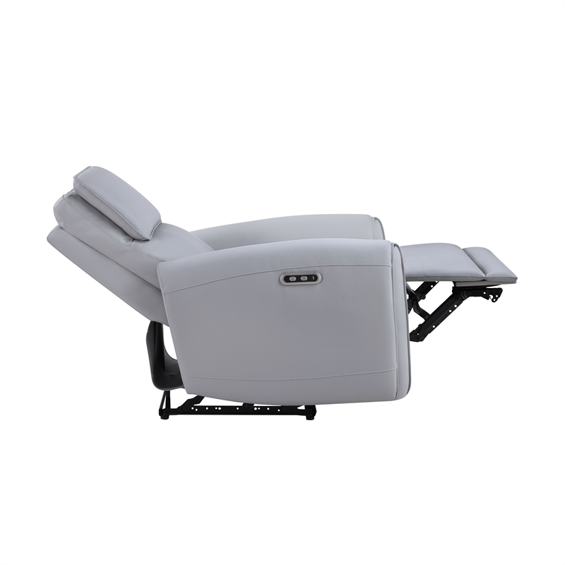 Bowery Hill Power Motion Recliner with USB Port in Gray Synthetic Leather