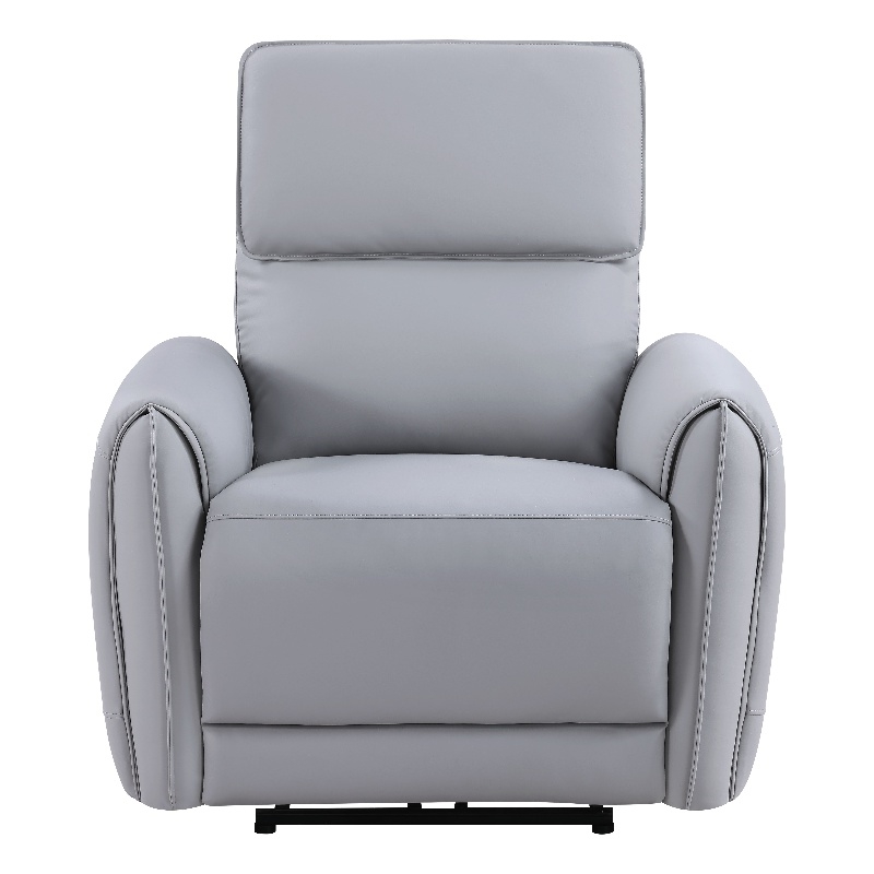 Bowery Hill Power Motion Recliner with USB Port in Gray Synthetic Leather
