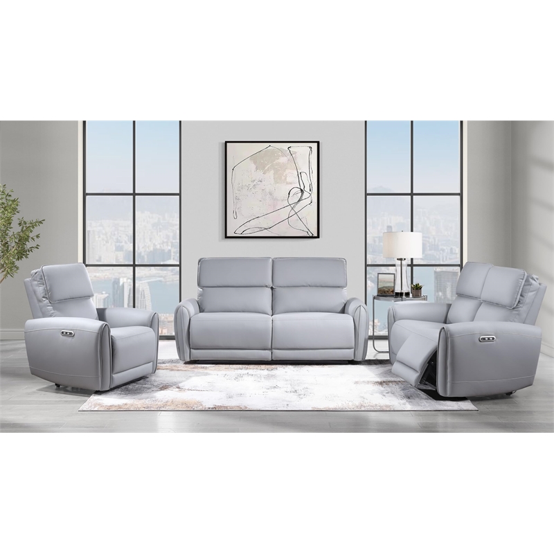 Bowery Hill Power Motion Sofa with USB Port in Gray Synthetic Leather