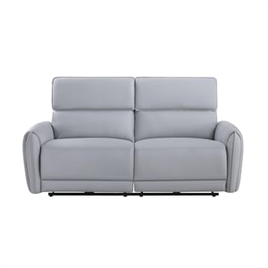 Bowery Hill Power Motion Sofa with USB Port in Gray Synthetic Leather