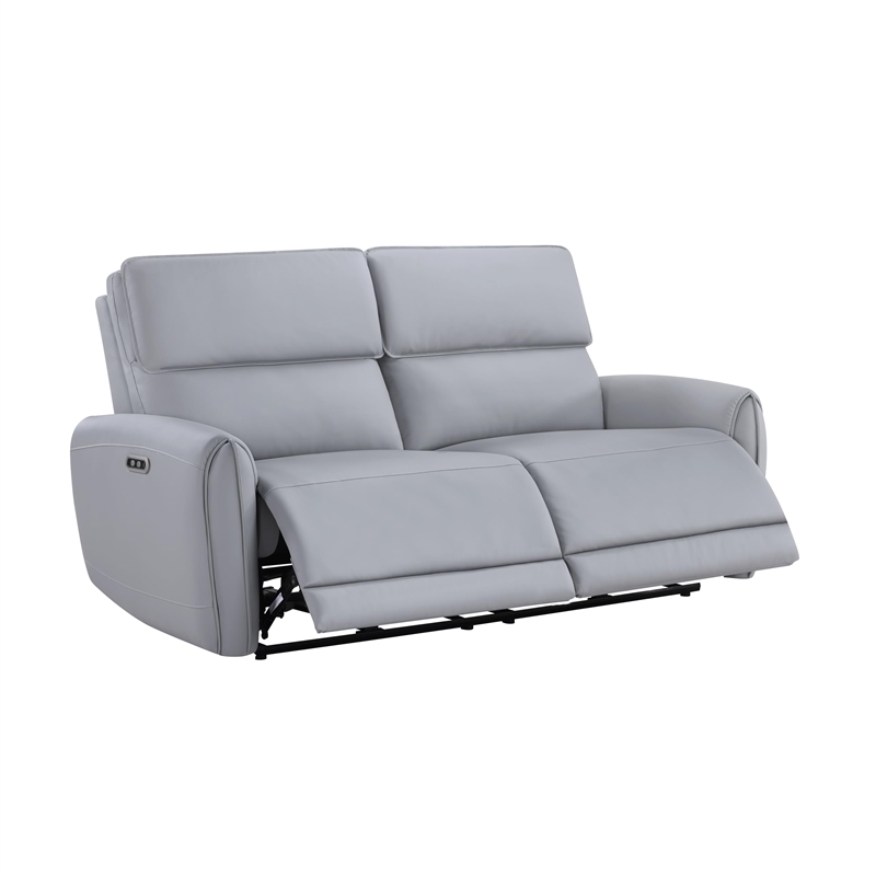 Bowery Hill Power Motion Sofa with USB Port in Gray Synthetic Leather