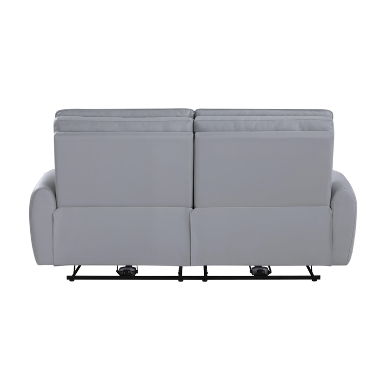 Bowery Hill Power Motion Sofa with USB Port in Gray Synthetic Leather