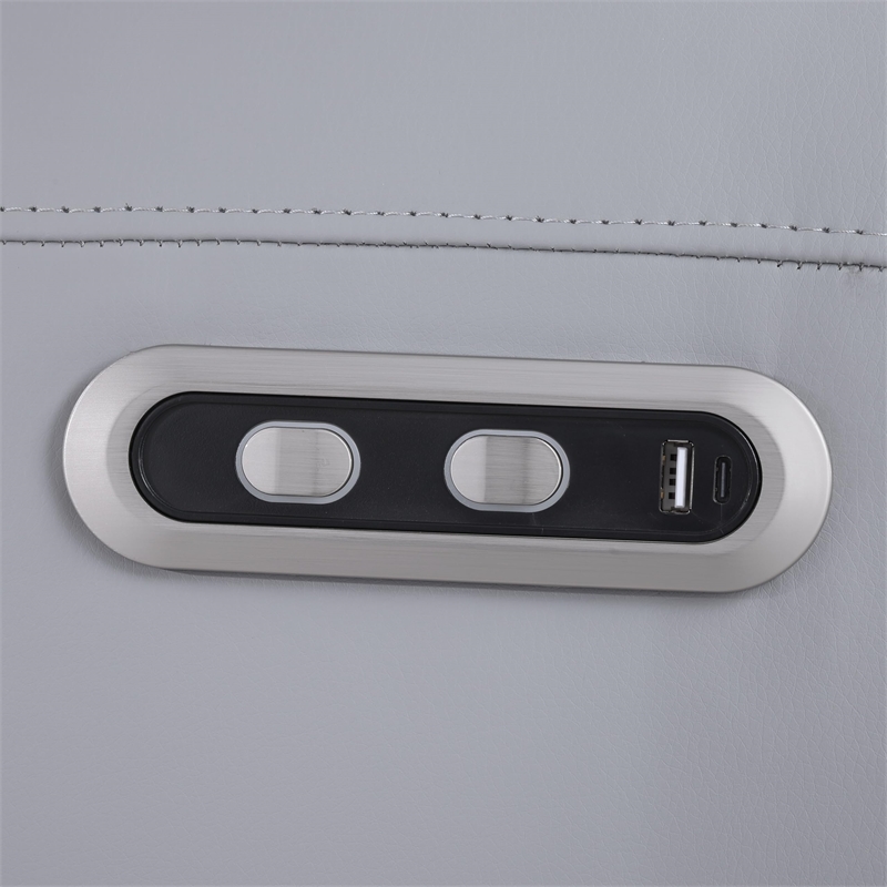 Bowery Hill Power Motion Sofa with USB Port in Gray Synthetic Leather