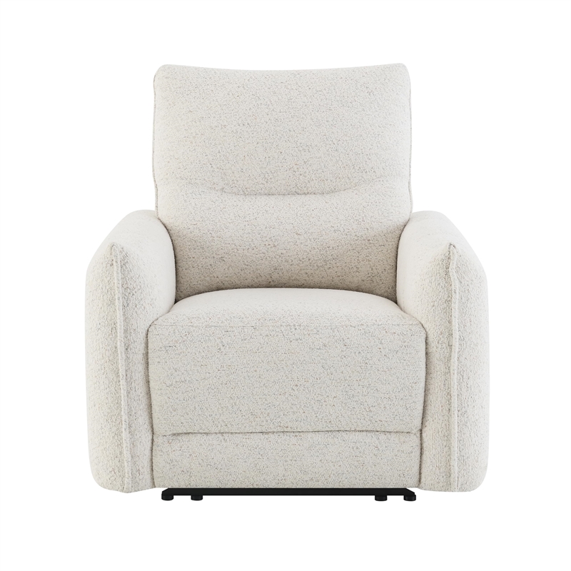 Bowery Hill Power Motion Recliner with USB Port in Cream Chenille