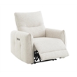 Bowery Hill Power Motion Recliner with USB Port in Cream Chenille