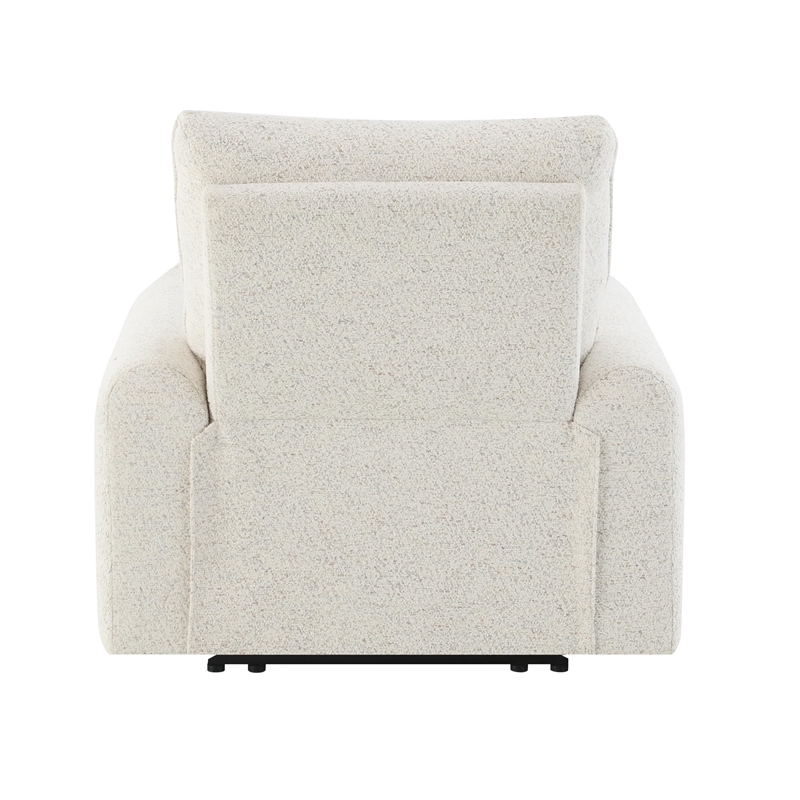 Bowery Hill Power Motion Recliner with USB Port in Cream Chenille