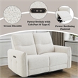 Bowery Hill Power Motion Loveseat with USB Port in Cream Chenille