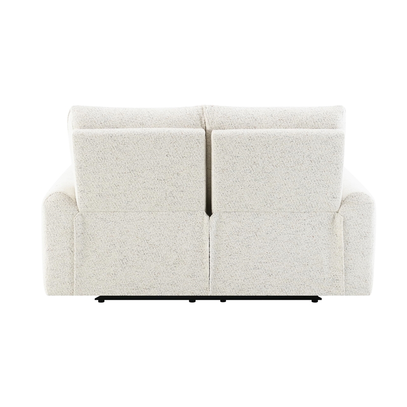 Bowery Hill Power Motion Loveseat with USB Port in Cream Chenille