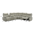 Bowery Hill Power Motion Sectional Sofa in Light Gray Top Grain Leather