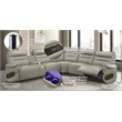 Bowery Hill Power Motion Sectional Sofa in Light Gray Top Grain Leather
