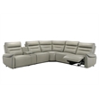Bowery Hill Power Motion Sectional Sofa in Light Gray Top Grain Leather