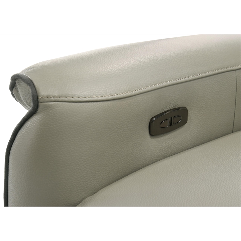 Bowery Hill Power Motion Sectional Sofa in Light Gray Top Grain Leather