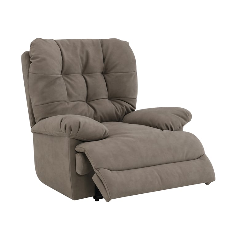 Bowery Hill Tufted Power Motion Recliner in Camel Leather Aire
