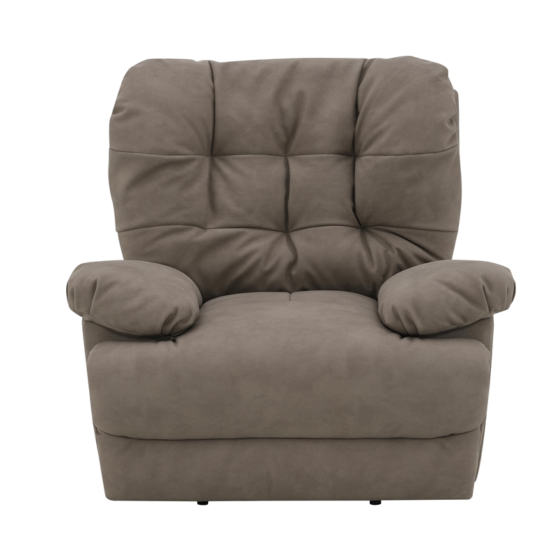 Bowery Hill Tufted Power Motion Recliner in Camel Leather Aire