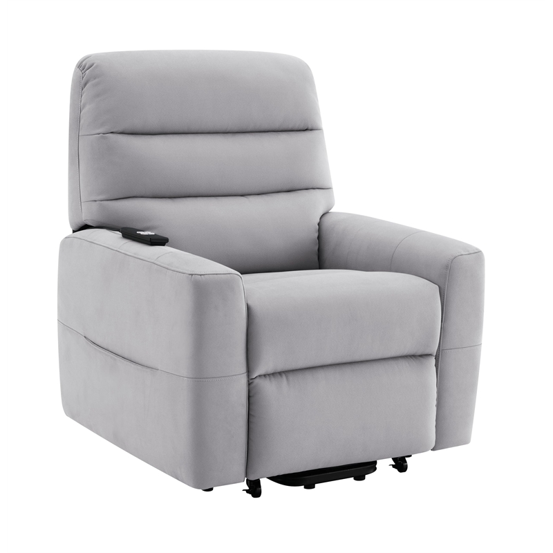 Bowery Hill Power Motion Recliner with Lift in Gray Leather Aire
