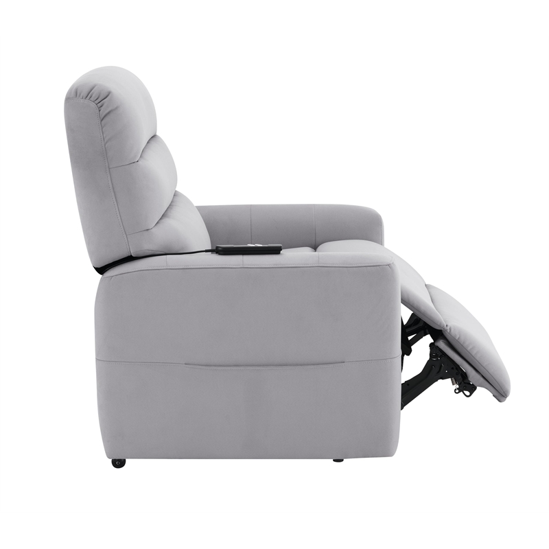 Bowery Hill Power Motion Recliner with Lift in Gray Leather Aire