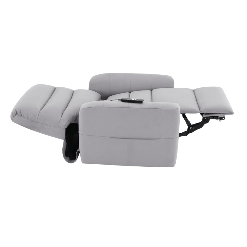 Bowery Hill Power Motion Recliner with Lift in Gray Leather Aire