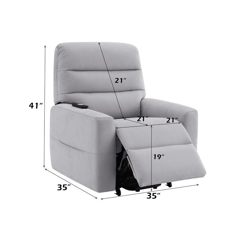 Bowery Hill Power Motion Recliner with Lift in Gray Leather Aire