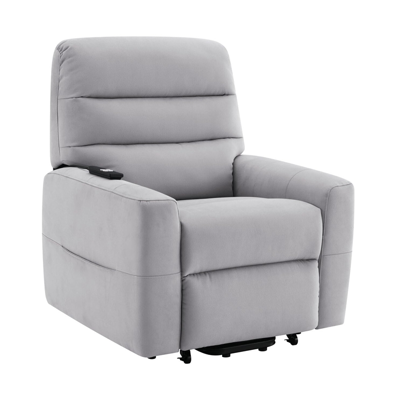 Bowery Hill Power Motion Recliner with Lift in Gray Leather Aire