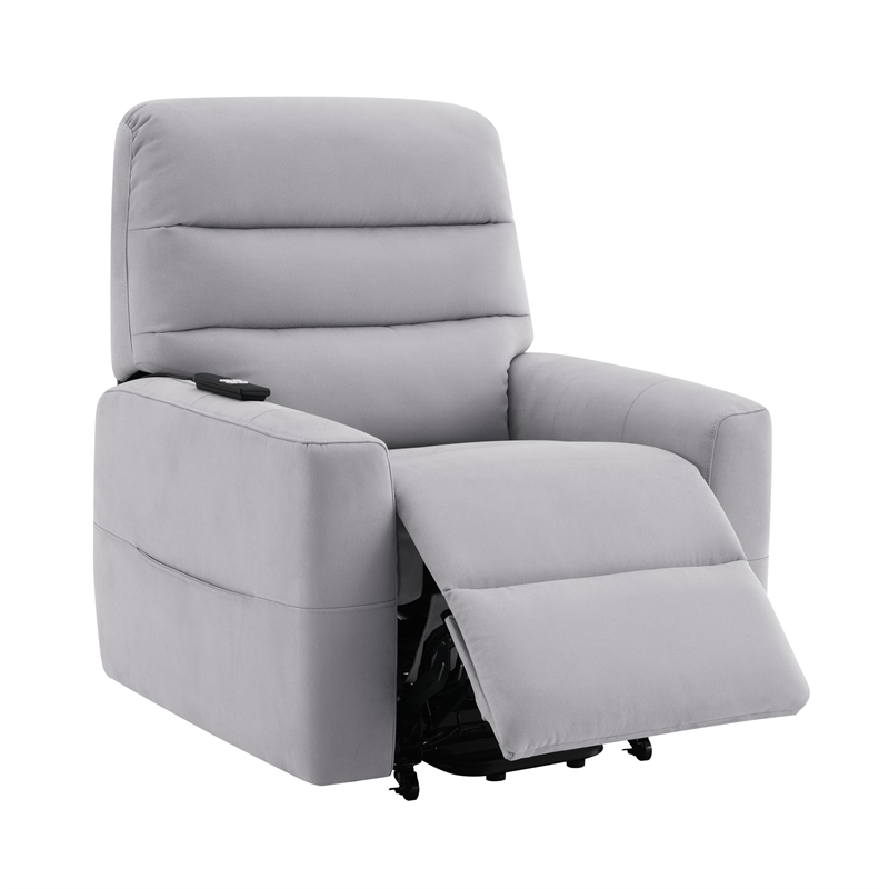 Bowery Hill Power Motion Recliner with Lift in Gray Leather Aire