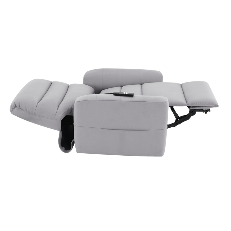 Bowery Hill Power Motion Recliner with Lift in Gray Leather Aire
